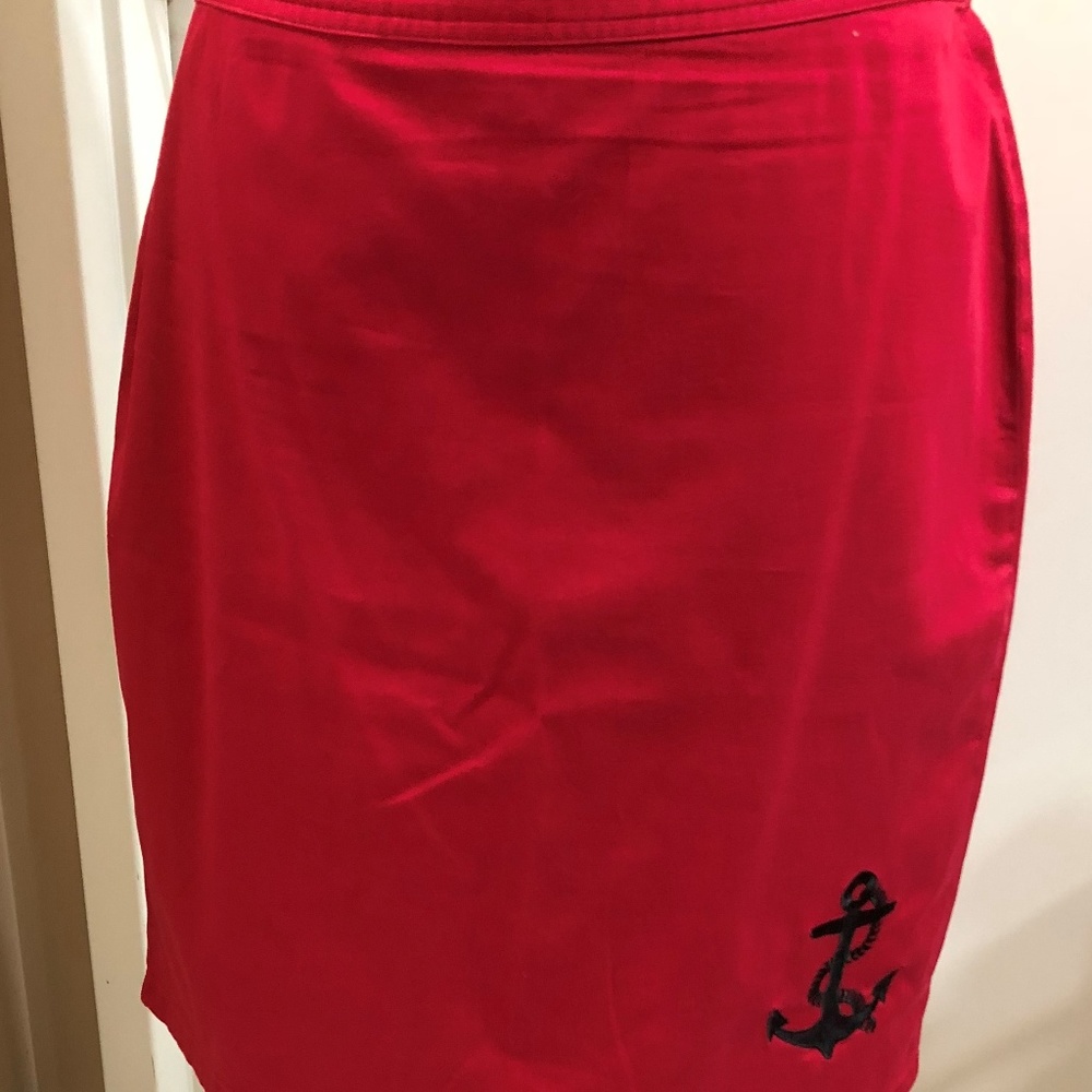 Sourpuss Red Anchor Pencil Skirt Nautical Retro 50s Rockabilly Pinup XL - Picture 3 of 11